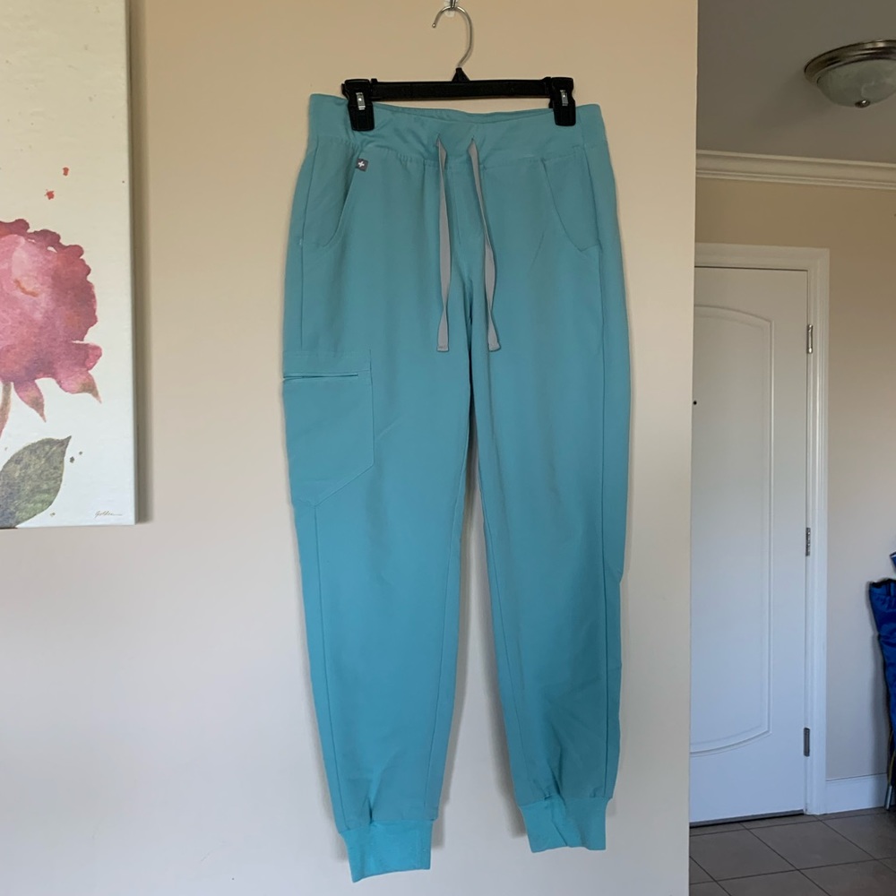 Figs aqua color jogger with zipper